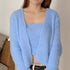 Two-Piece Camisole Knitted Vest with Long Sleeve Cropped Cardigan